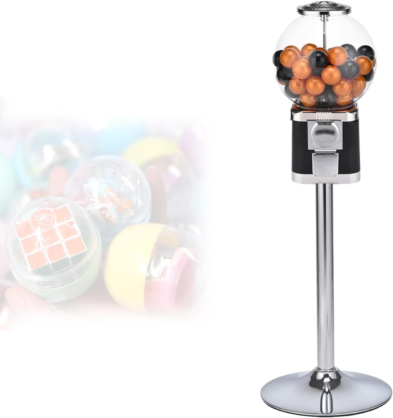 Coin Operated Candy Vending Machine - Bubble Gum, Gumball Bank & Toy Capsule Dispenser for Bouncy Balls & Candy - Perfect for Kids & Parties