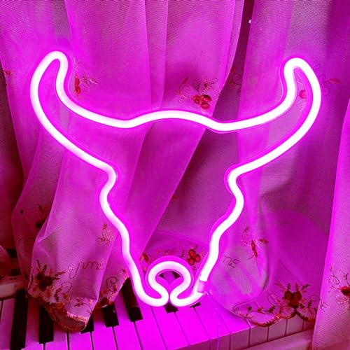 Image of Cow Neon Sign for Wall Decor,Neon Cow Led Sign Battery or Usb Powered,Neon Night Lights Light up Cow Decorative Signs for Bedroom Living Room Dorm Bar Counter Party