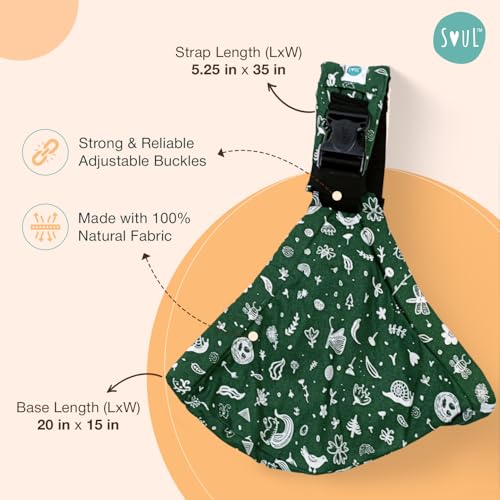 Image of Soulslings Imbu Buckle Hip Sling Baby Carrier -100% Cotton - Forest | Baby Toddler Carrier | Baby Sling Carrier | Lightweight Sling Baby Carrier for Babies & Toddlers | Adjustable for 6 - 30 Months (Upto 20kg)