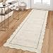 GarveeHome Scalloped Washable Kitchen Runner Rug 2x8, Beige Runners for Hallway, Non Slip Boho Soft Bathroom Throw Mat Bordered Carpet Runner for Laundry Entryway Bedroom 2 ft x8 ft Beige