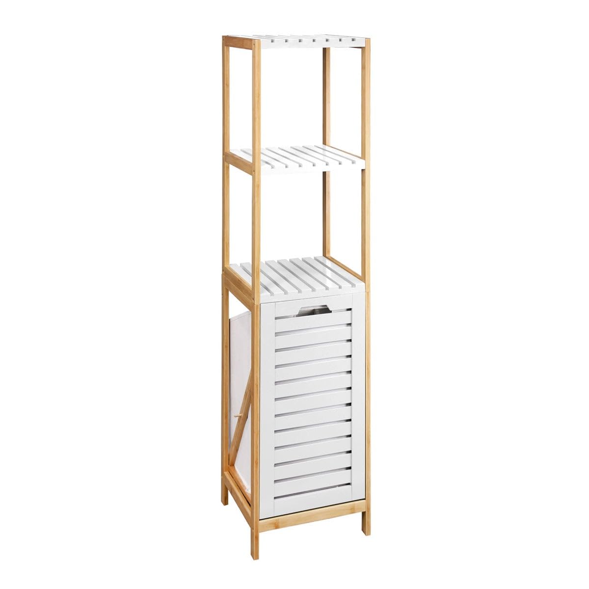Estantería con cesto de bambú Natural nórdica de 140x33x34 cm (Blanco)