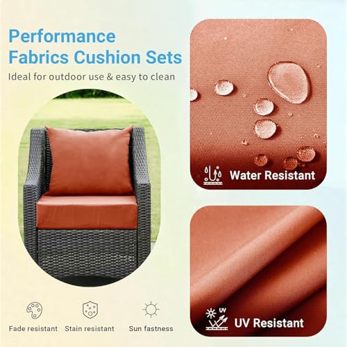 Image of IPYNBAP Outdoor Cushions for Patio Furniture,Outdoor Seat Cushion Set 24 x 24 x 5.75 Inch,Waterproof & Fade Resistant Outdoor Chair Cushions,Deep Patio Chair Cushion with Removable Cover,Spice