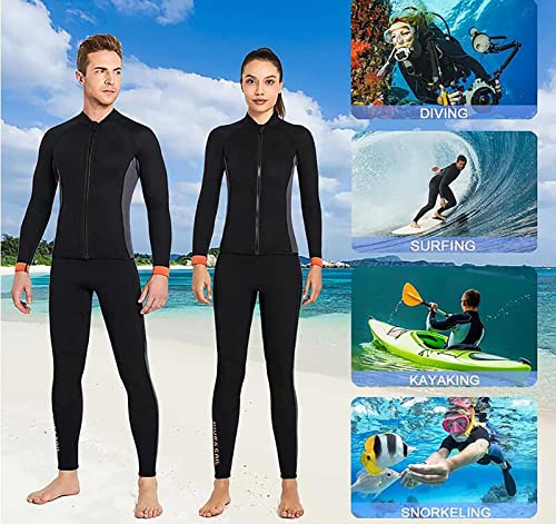 Wetsuit Top Hombre 3mm Neopreno Manga Larga con Cierre Frontal para Surf, Natación, Buceo, Fitness Acuático (Negro XXL) miniatura 7