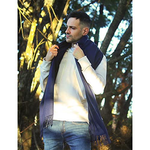 Cachecol Pashmina Echarpe Lenço Manta Xale Lisa Moda Inverno Grosso (Azul Marinho)