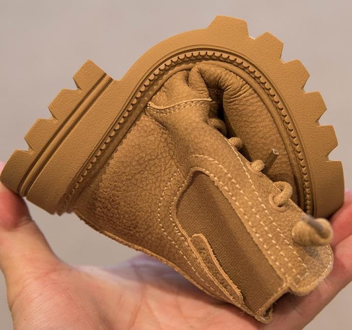 Unisex Girls/boys Natural leather Ankle Boots Comfort Non-Slip Boot Lace Up Outdoor Combat Boot(Toddler/Little Kid/Big Kid)2