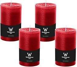 Set of 4 Advent Wreath Candles Rustic Marble Candles Coloured with Burning Protection Ruby 90 x 58 mm Unscented