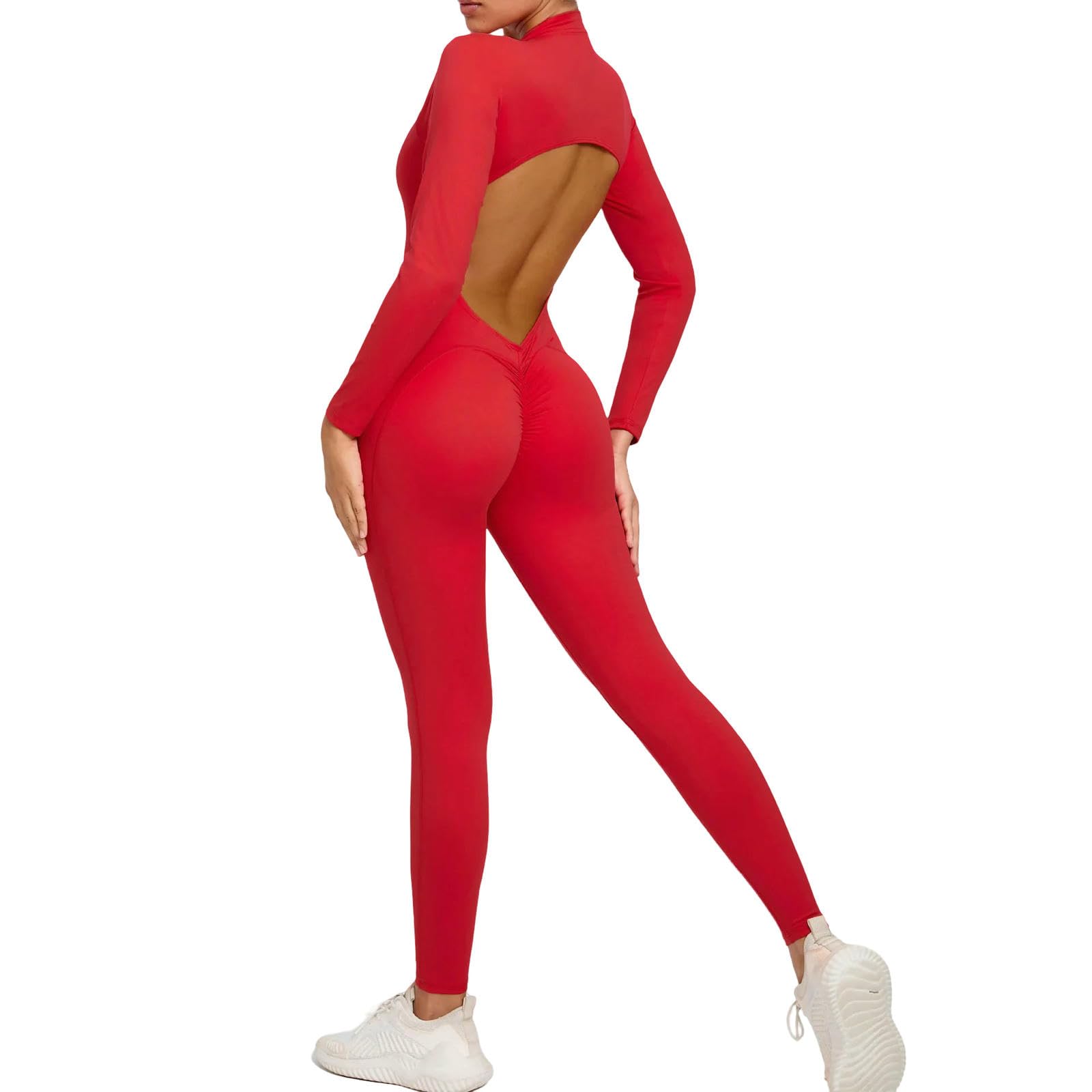 bielizna modelująca kombinezony z długim rękawem dla kobiet body z dekoltem w serek trening pełna długość bodycon scrunch legginsy jednoczęściowy kombinezon