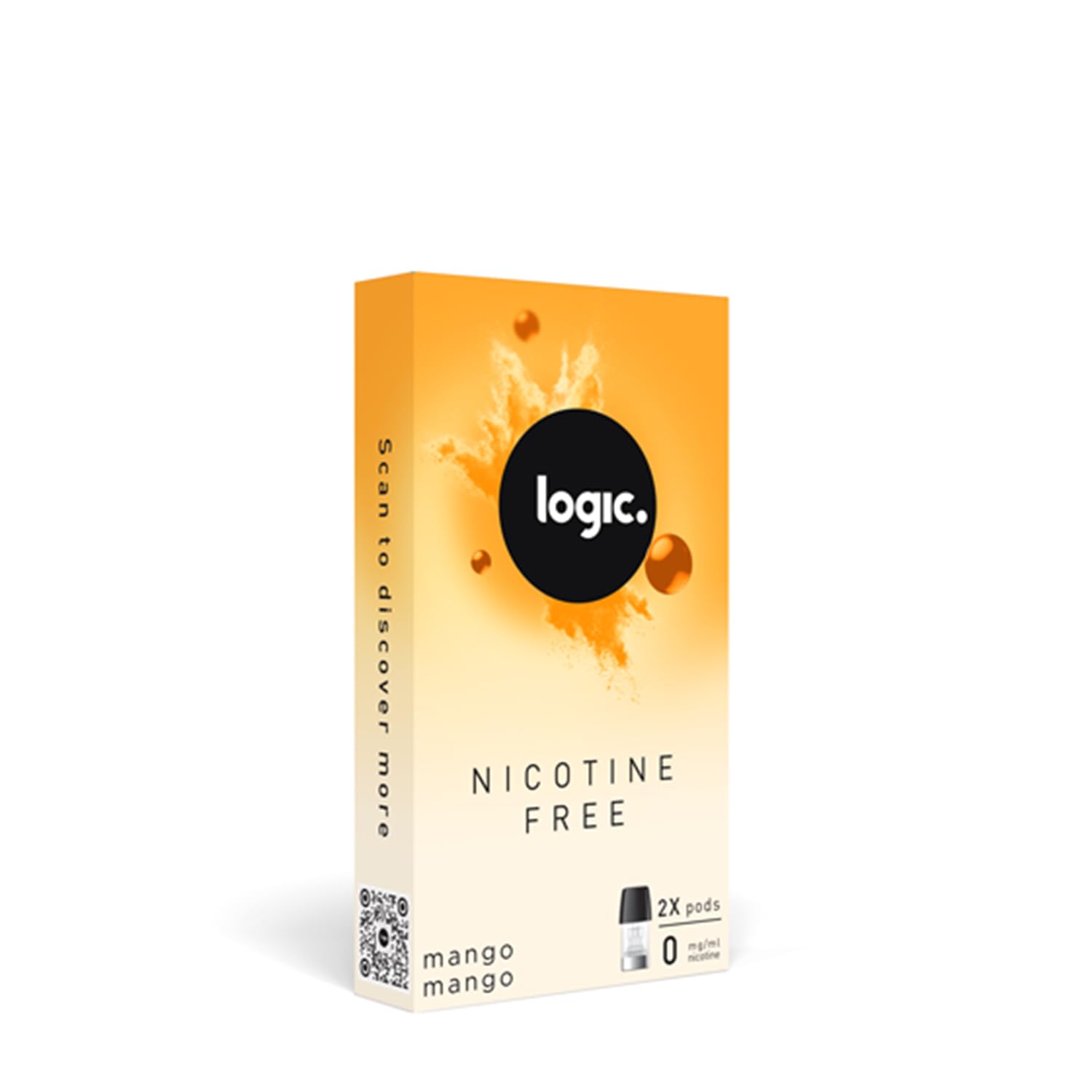 Logic Pods - Mango Mango Flavour - 2 Vape Liquid Pods - Nicotine Free - Up to 2000 puffs