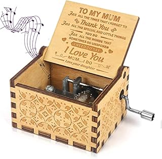 Sakruda Wooden Music Box for Mom You Are My Sunshine,Gift from Daughter to Mom,Hand Crank Wood Music Box Laser Engraving Handmade Musical Box Mechanism Antique Gift for Mom on Birthday,Mothers Day