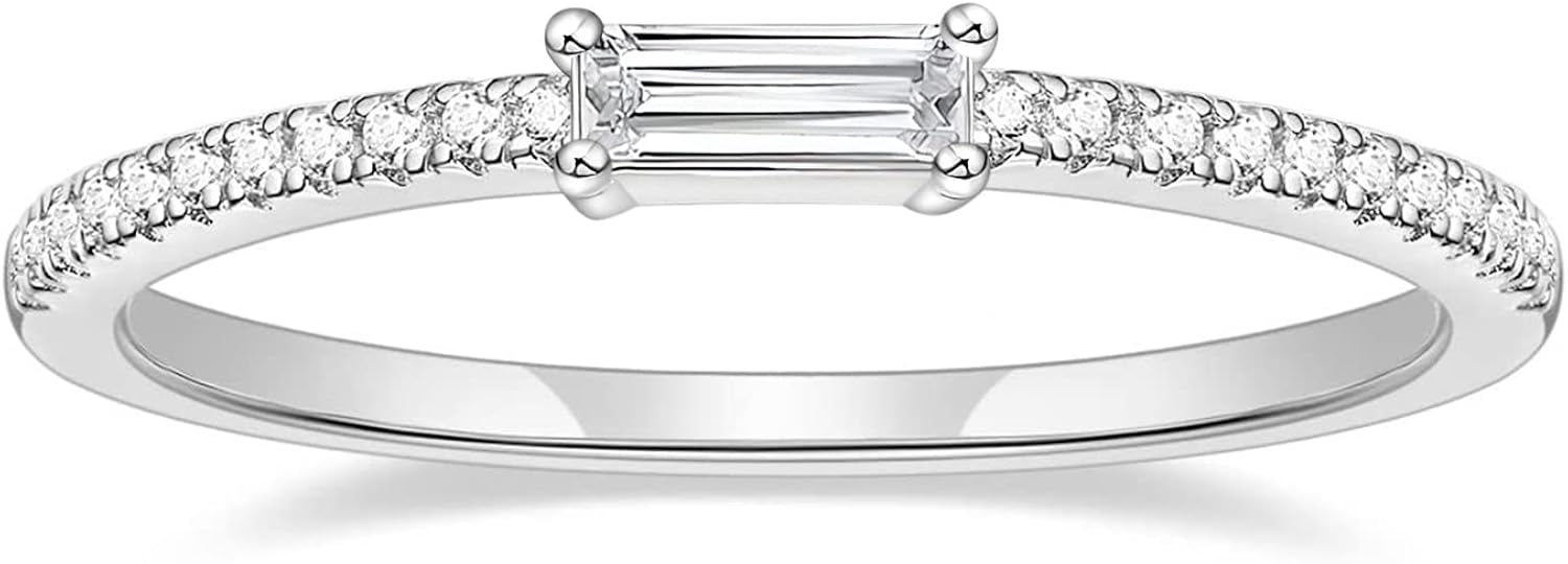 TIGRADE 1.5mm Eternity Ring Baguette Cubic Zirconia Anniversary Ring CZ Pave Wedding Band for Women Size 3-12 : Clothing, Shoes & Jewelry