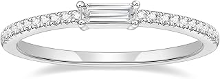 1.5mm Eternity Ring Baguette Cubic Zirconia Anniversary Ring CZ Pave Wedding Band for Women Size 3-12