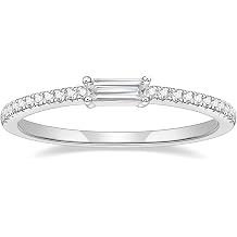 TIGRADE 1.5mm Eternity Ring Baguette Cubic Zirconia Anniversary Ring CZ Pave Wedding Band for Women Size 3-12