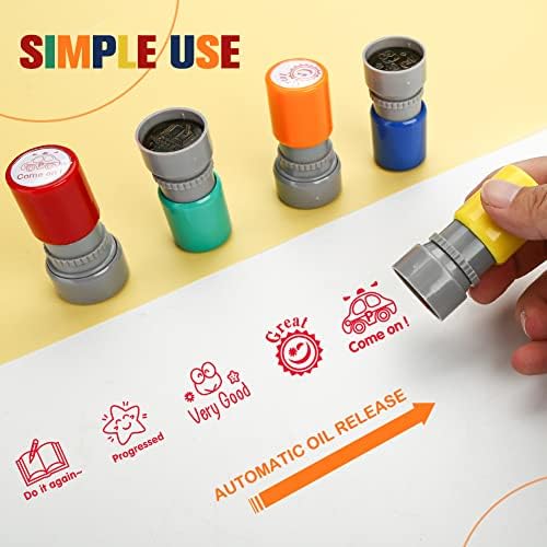 Stamps for School Teachers, Pack of 5 Self-Inking Teacher Stamps for Kids Education, Teachers Review, School Prizes