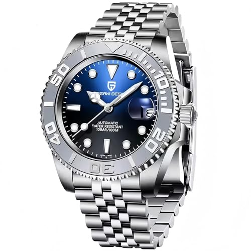 CADISEN Pagani Design Watch for Men Automatic NH35 Mechanical 100M Waterproof Stainless Steel Sapphire Glass Yacht Wristwatch Rotating Bezel 100 Meter Waterproof Automatic Watch PD-1651 (5WB) by CADISEN - Used condition - US$88.85