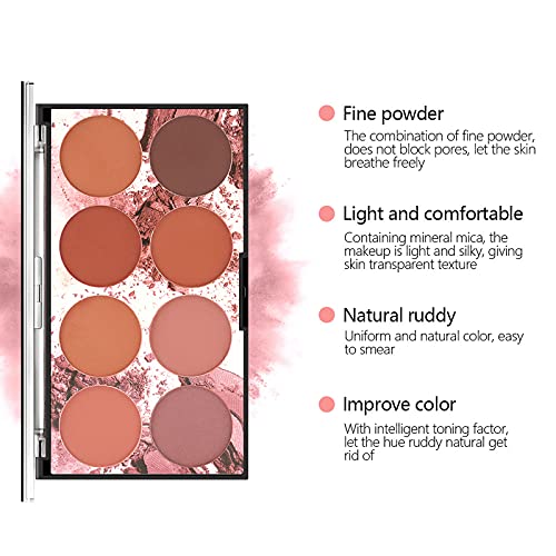 Newbang 8 Colors Blush Palette, Matte Mineral Blush Powder Bright Shimmer Face Blush,Contour And Highlight Blush Palette,Professional Facial Beauty Cosmetic Makeup Blush #TOP2