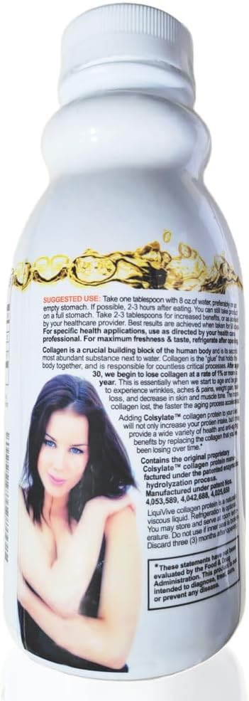 LiquiVive Liquid Collagen Protein Peptides Concentrate | Pure Hydrolyzed Super Multi Collagen Hydrolysate Health Drink | Higher Direct Absorption Than Powder Pills & Capsules | Colageno Liquido
