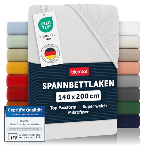 Blumtal® Spannbettlaken 140x200 cm - Bettlaken aus Microfaser - Ökotex zertifiziertes Spannbetttuch - Elfenbein