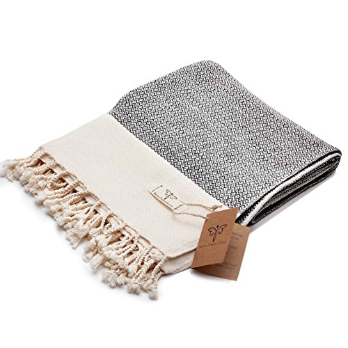 Smyrna Turkish Cotton Vintage Series Throw Blanket| 50 X 60 In 100% Cotton| Large Wearable Cozy Blanket | Made In Turkey|Machine Washable|Premium Luxury Bath Towel & Picnic Rug - Gray #TOP6