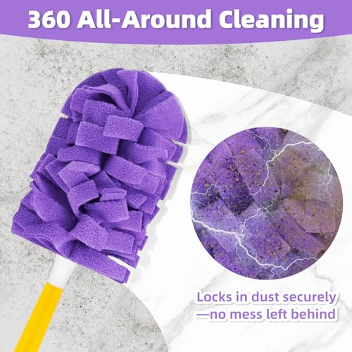 Image of 18 PCS Fleece Reusable Duster Refills for Swiffer, Washable Heavy Duty Duster Pads, 360 Cleaning Pads for Fan, Window, Furniture, Floor(Include 1 Handle)