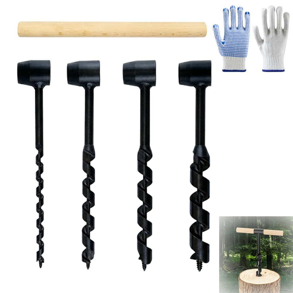 Broca manual de madera, 5 unidades, manual Bushcraft, acero resistente, broca de serpiente de ojo escocés, equipo Bushcraft, equipo de supervivencia al aire libre, kit de supervivencia para camping