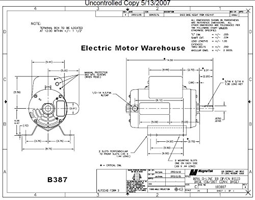 6 HP 3450rpm R56Y Frame 230 Volts Replacement Air Compressor Motor Model - AO Smith Electric Motor