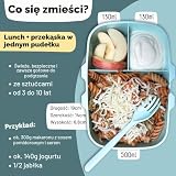BEARFOOT Pudełko śniadaniowe dla dzieci z przegródkami, nie zawiera BPA, pudełko na lunch, pudełko bento, pudełko na kanapki, dla dziewcząt i chłopców, pudełko na przekąski, 100% szczelne, do