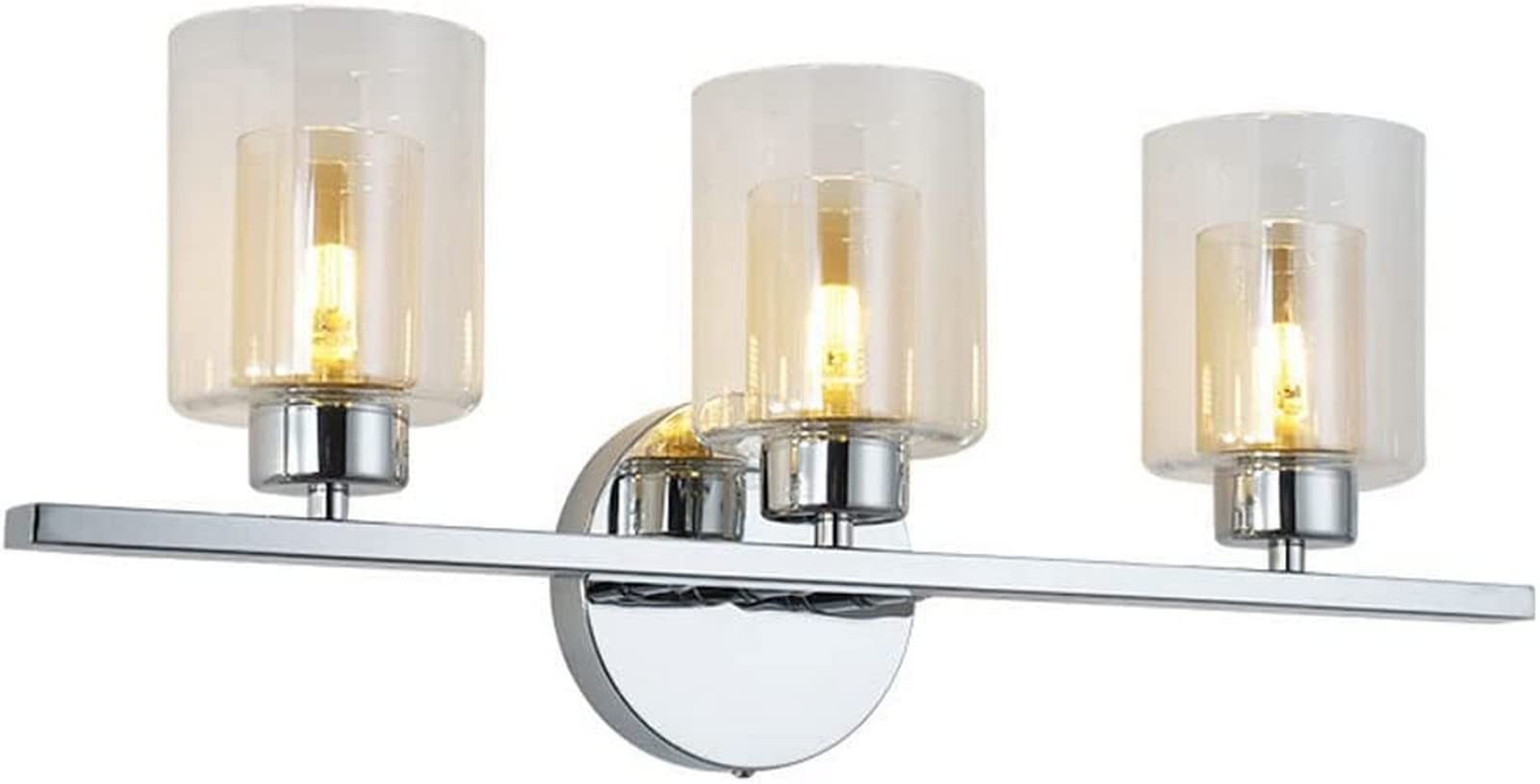 Luminaire LED 3 lumières en verre double couche pour un miroir sans ombre