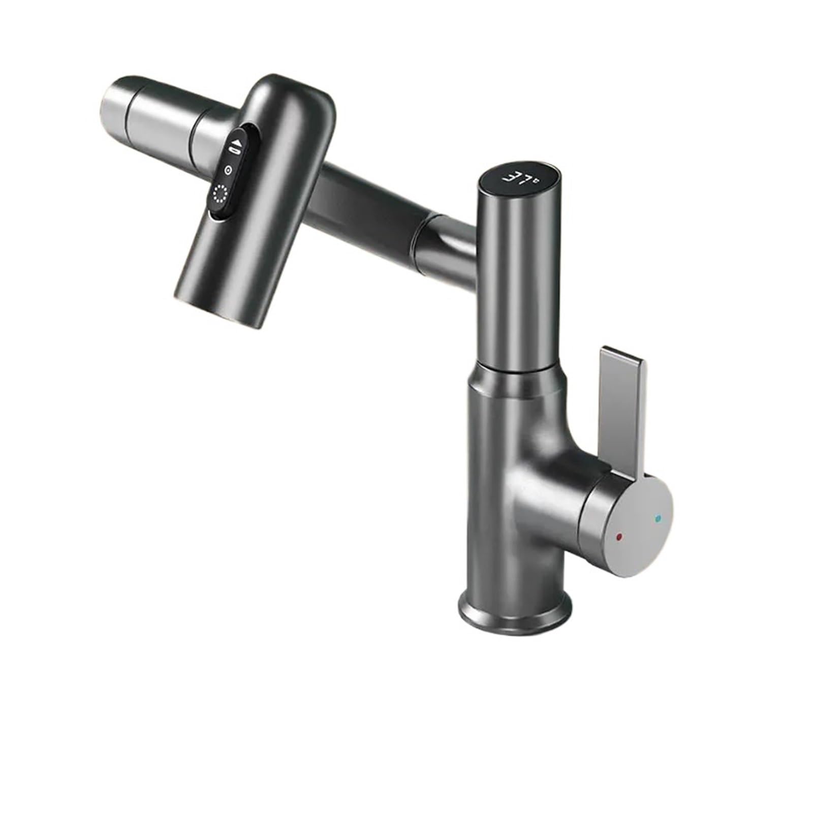 Robinet de lavabo à affichage numérique LED et eau chaude/froide gris