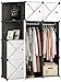 Mnjin Szafa domowa, szafa na ubrania, 2-wisząca, zdejmowana, z tworzywa sztucznego, 10-drzwiowa, regał narożny, do sypialni, domu, kolor czarny, 11 x 47 x 147 cm