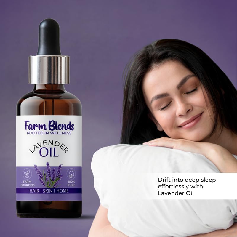 Image of Farm Blends Bulgarian Lavender Essential Oil 100% Undiluted Pure | For Hair Growth, Rejuvenated Skin, Relaxed Sleep, Diffuser | Farm To Home | Natural | Lavandula angustifolia|15ML + 15ML (Pack of 2)