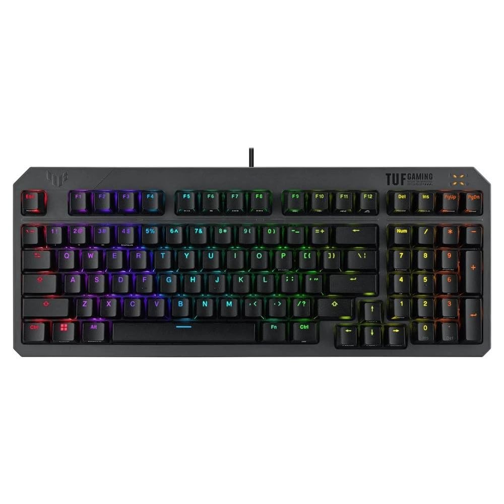 ASUS TUF Gaming K3 Gen II - Tastiera compatta a 98 tasti, interruttori ottici e meccanici RGB di rete, schiuma ammortizzante, IP57, piastra superiore rimovibile e Aura Sync - Tastiera QWERTY spagnola