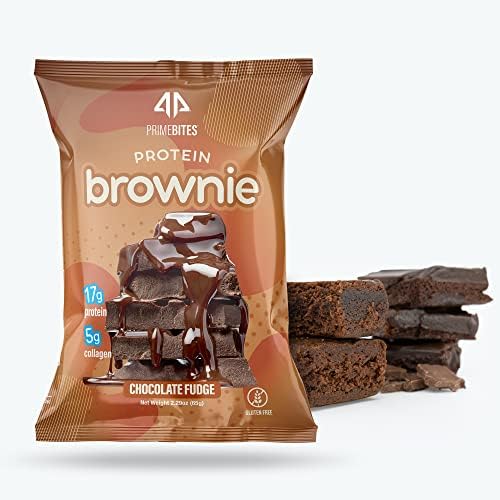 Prime Bites Protein Brownie from AP Sports Regimen | 16-17g Protein | 5g Collagen | Delicious Guilt-Free Snack | 12 bars per box (Chocolate Fudge)