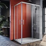 SIRHONA Douchecabine 90 x 100 x 185 cm, douchecabine, douchecabine, douchecabine met dubbele schuifdeur, douchecabine, glas 5 mm