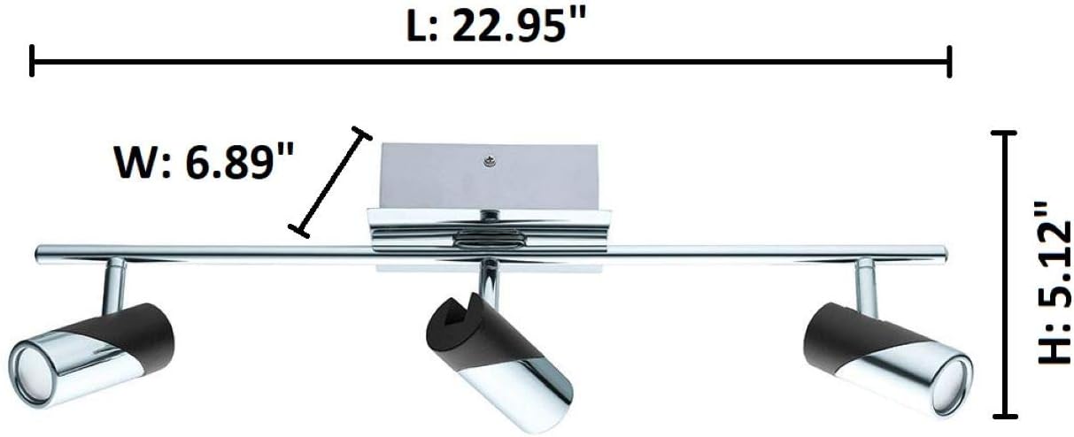 ELGO Lighting Track Light - 3x4.4W LED Track Lighting Fixtures Ceiling with Chrome and Black Finish (Pack of 2)