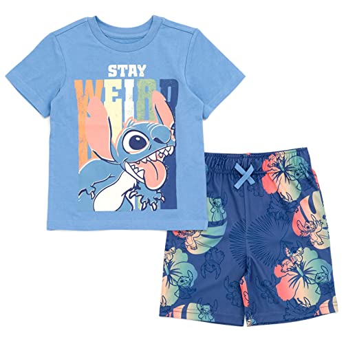 Conjunto de Stitch azul talla 18-20: la opción cómoda de camiseta y shorts para niños
