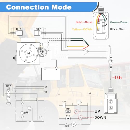 Image of mxuteuk 4 Wire Dump Trailer Remote Control Switch 12V DC Up Down Push Button Switch for Double Acting Hydraulic Pump Lift Winch Dump Bed G018-4W