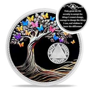 Delicate 0 Year Sobriety Coin – Recovery Butterfly Tree of Life AA Coins – Blank NA HA AA Chips and Medallions – 1-10 Years Living Clean Narcotics Alcoholics Anonymous Gifts for Men Women