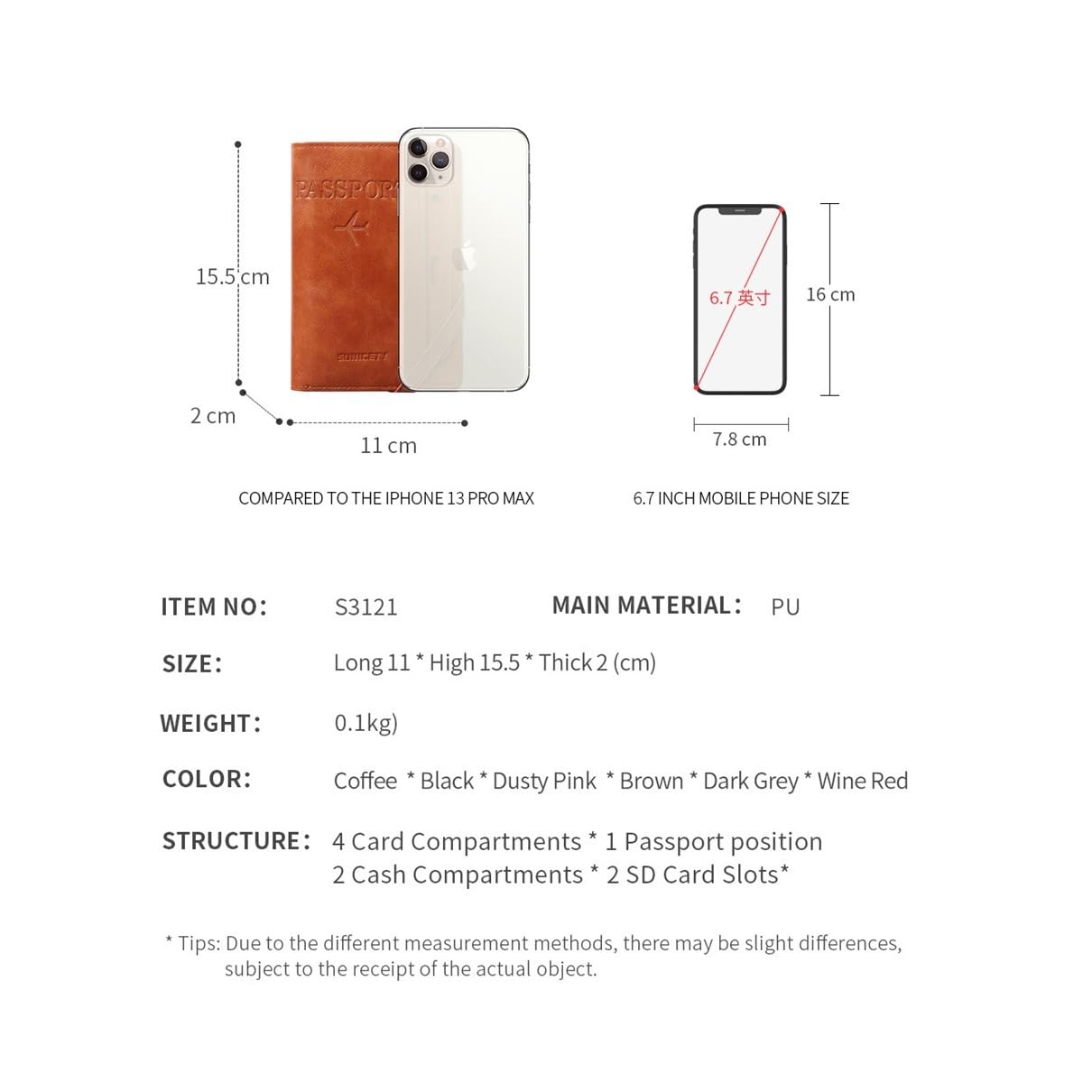 Funda de piel sintética para pasaporte de negocios con RFID para mujeres y hombres, multifunción, para tarjetas bancarias, accesorios de viaje, Black, Talla única