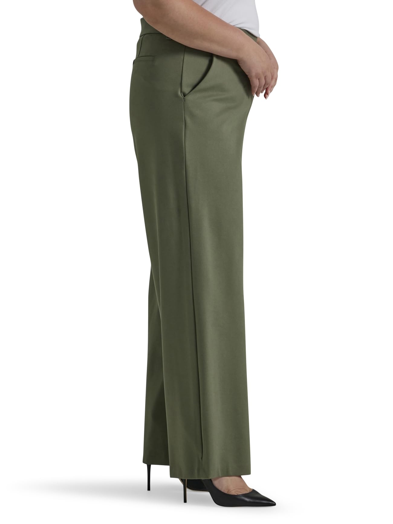 Lee Damen Ultra Lux Comfort Hose mit weitem Bein, Olivenhain, 26 Plus Long – Ansicht 2