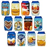 12PCS Oktoberfest Beer Can Cooler Sleeves - Bavarian Beer German Festival Games Covers Party Supplies Favors Decorations