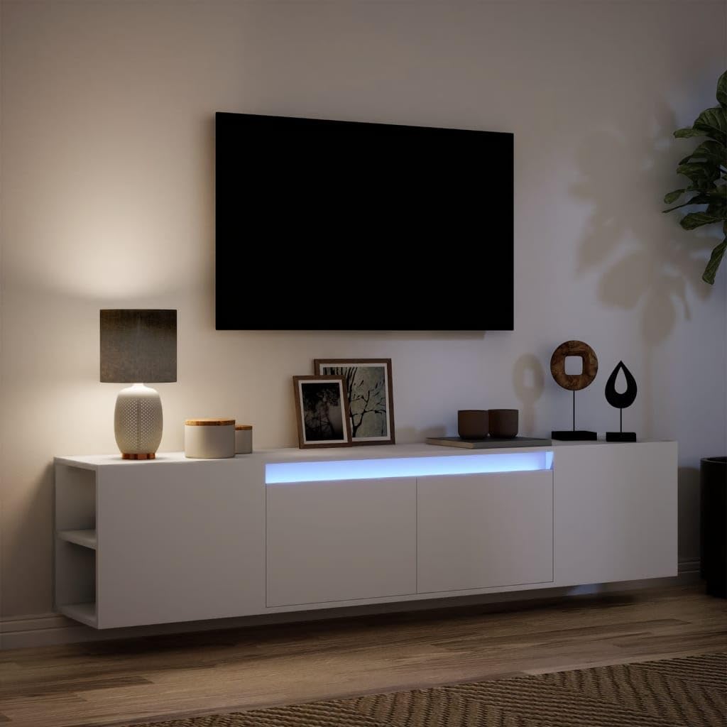 vidaXL Mueble de TV de Pared con luz LED Blanco 180x31x39,5 cm