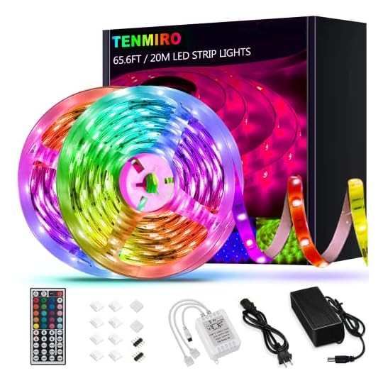 
                            Tenmiro 65.6ft Led Strip Lights, Ultra Long RGB 5050 Color Changing LED Light Strips Kit with 44 Keys Ir Remote Led Lights for Bedroom, Kitchen, Home Decoration
                        