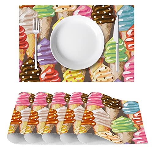 Set de table glace dessin animé x6 antidérapant résistant à la chaleur pour table à manger - 3