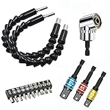 フレキシブルシャフト 電動 六角ドライバードリル ドリル ソケットアダプター 直角工具 105度 DIY ビット 接続 工具 ツール ネジ締め 電動 ハードウェアツールドリルアクセサリ 16点セット