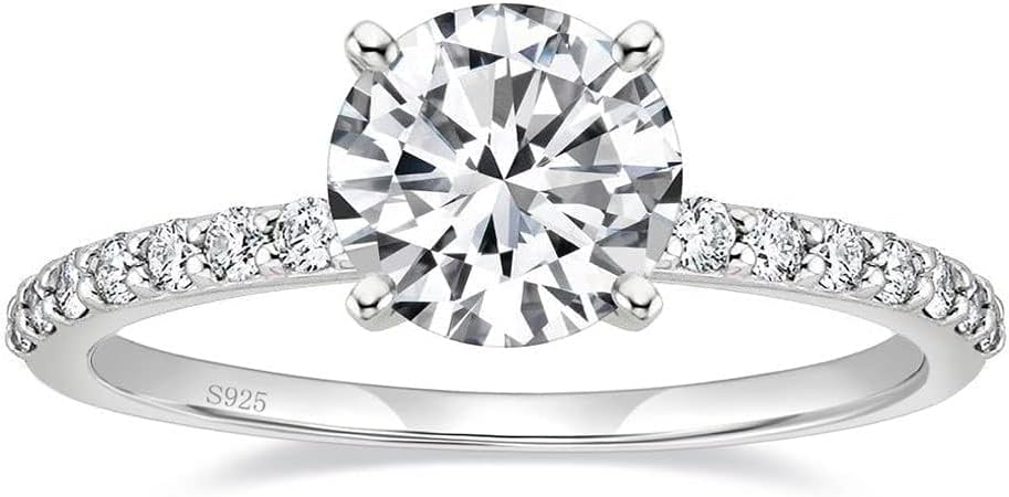925 Sterling Silver 1.2 CT Round Solitaire Cubic Zirconia Engagement Ring Halo Promise Ring Size 3-13