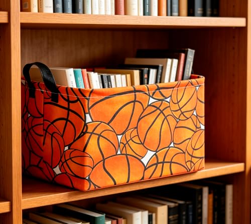 Image of CLOCOR Rectangular Basketball Storage Basket Empty, Gift Basket, Room Decor(Basketball)