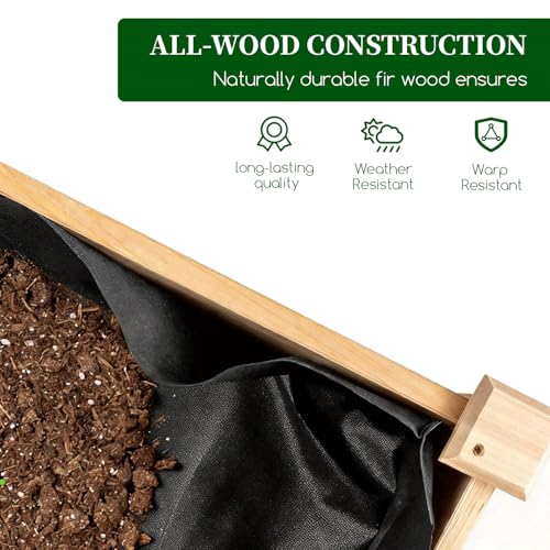 Image of Wood Raised Garden Bed, 48x24x30in Elevated Wooden Planter Box with Legs Standing Growing Bed for Backyard, Patio, Balcony with Bed Liner, 200 Pound Capacity 3PCS