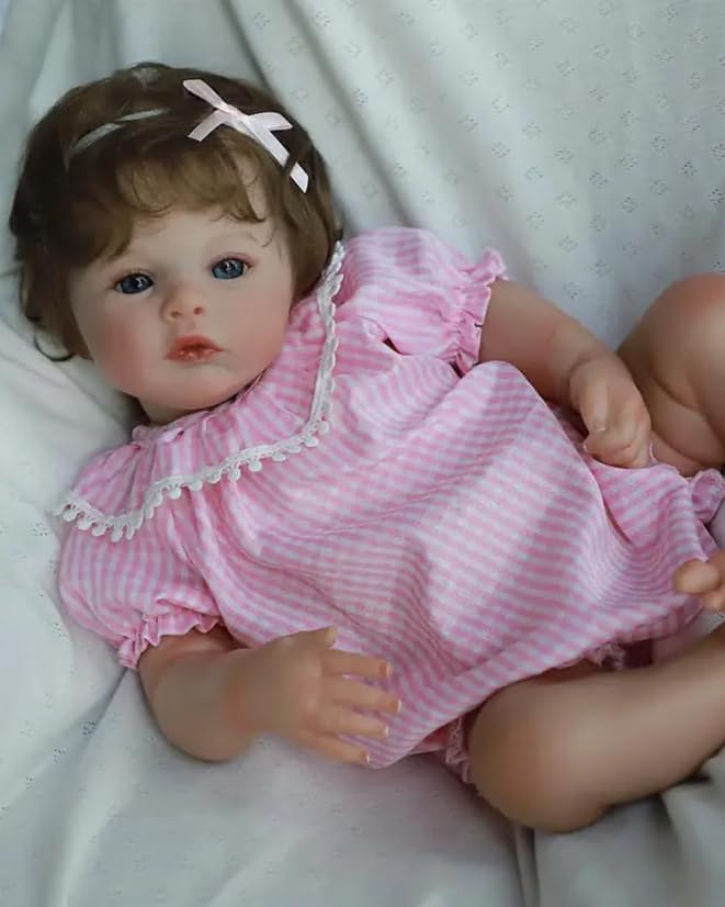 RXDOLL Realistyczne lalki Reborn Baby Dolls silikonowe na całe ciało, winyl, 45 cm, anatomicznie poprawna, dziewczyna, prawdziwie wyglądające lalki niemowlęce, ukorzenione włosy, realistyczna lalka