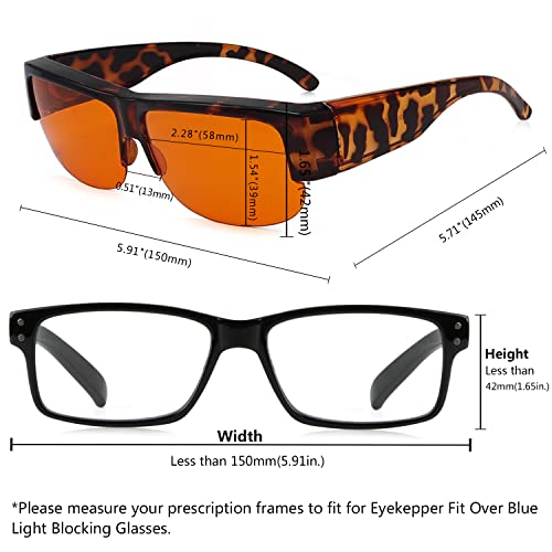 Image of Eyekepper 100% Blue Light Reduction Fitover Anti-Blue Blocking Computer Eyeglasses with Amber Lenses