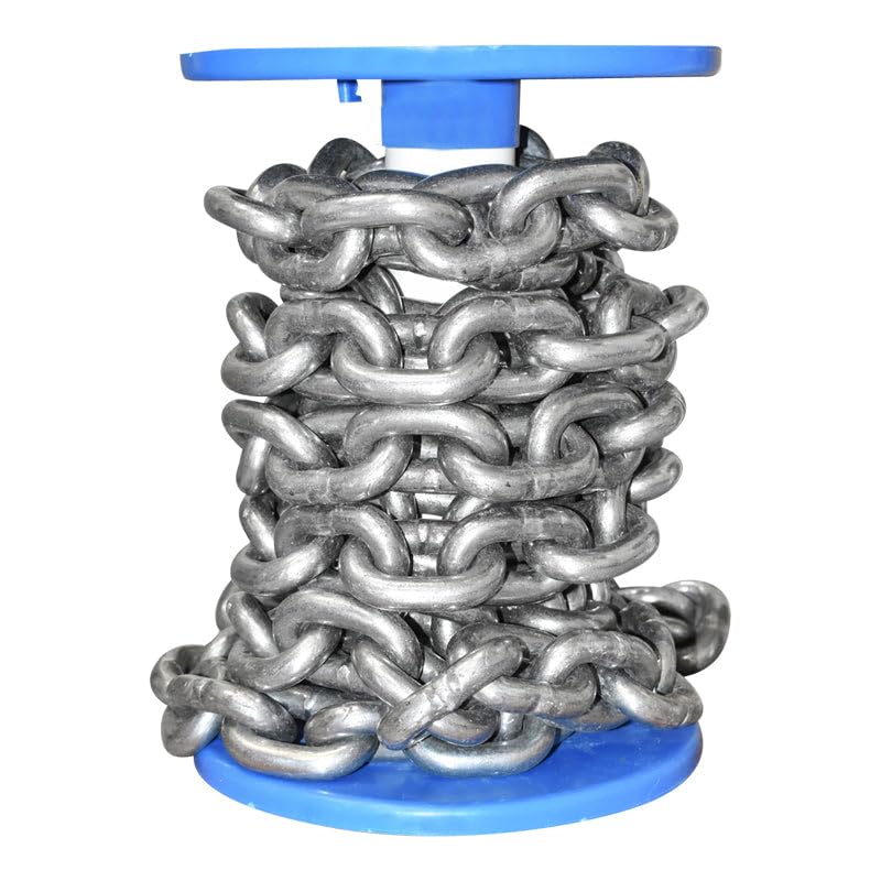 Catena in acciaio DIN766 fi13 5m/rotolo tamburo in plastica | Catena DIN766: lunghezza catena 5 m
